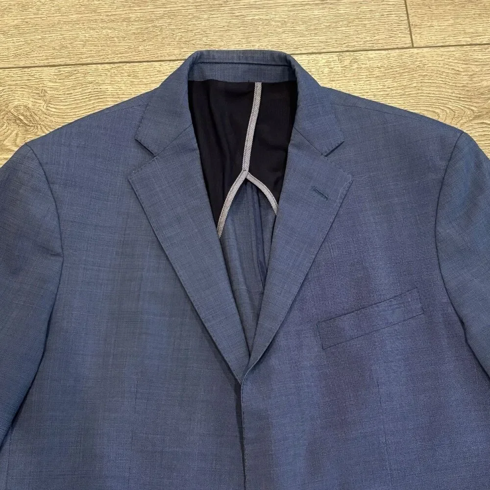 Cole Haan Grand OS Blazer Jacket 2 Button Blue Men’s 44R Wool Spandex Blend‎